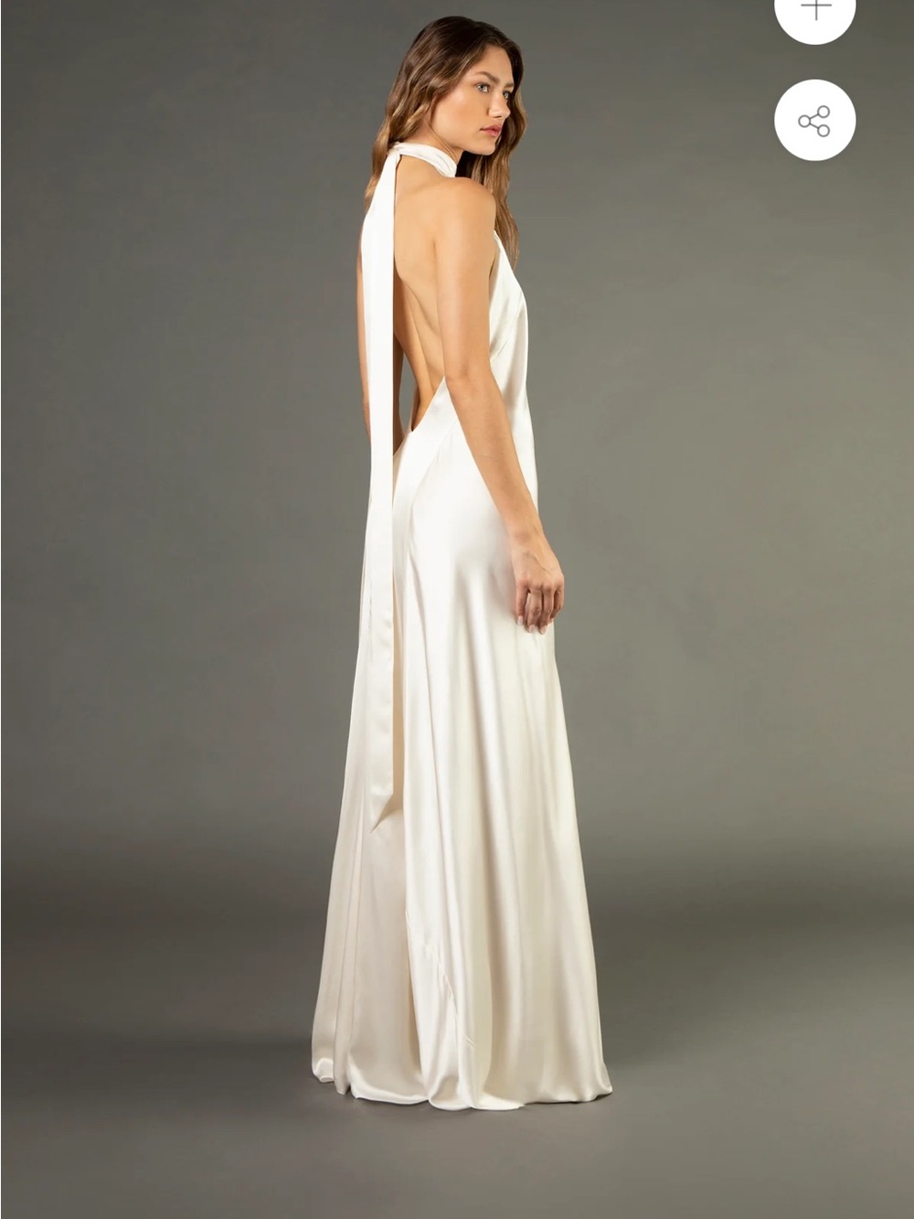 Michelle Mason Halter Tie Neck Backless Gown